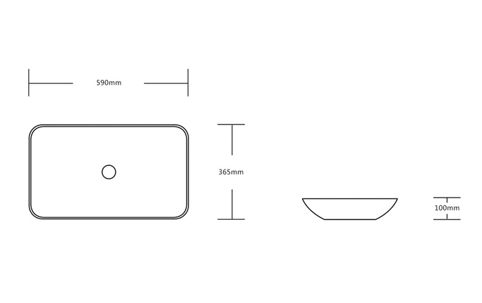 Ballaro Ceramic Above Counter Basin Technical Drawing