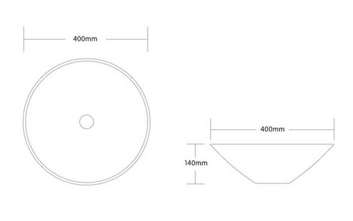 Bowl Ceramic Above Counter Basin Black Technical Drawing