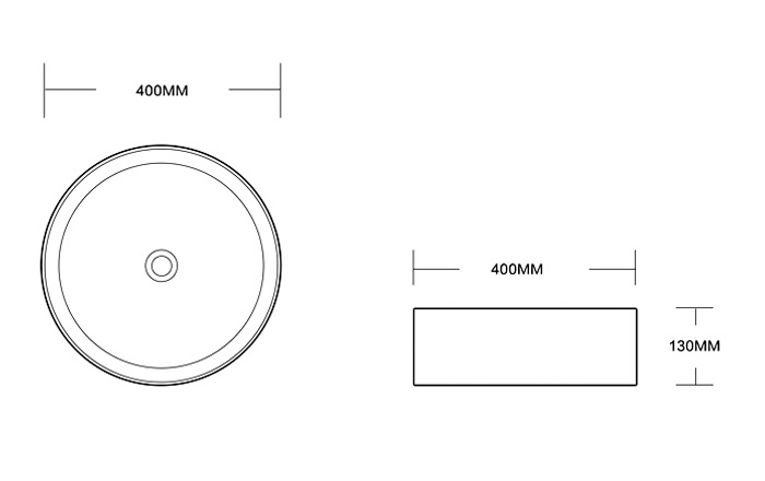 Edison Ceramic Above Counter Basin Technical Drawing