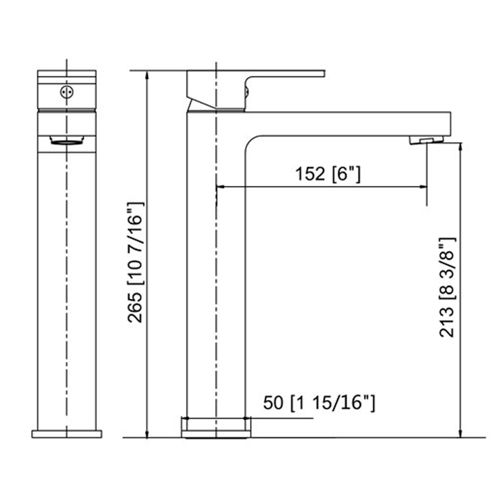 Fame Tower Basin Mixer Technical Drawing