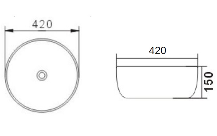 La Fab Concrete Above Counter Basin Technical Drawing