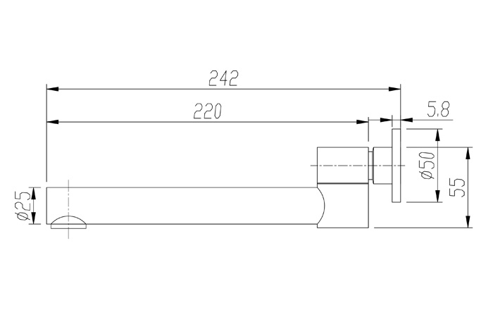 La Pre Chrome Swivel Wall Spout Drawing