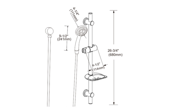 La Pre Hand Shower Technical Drawing