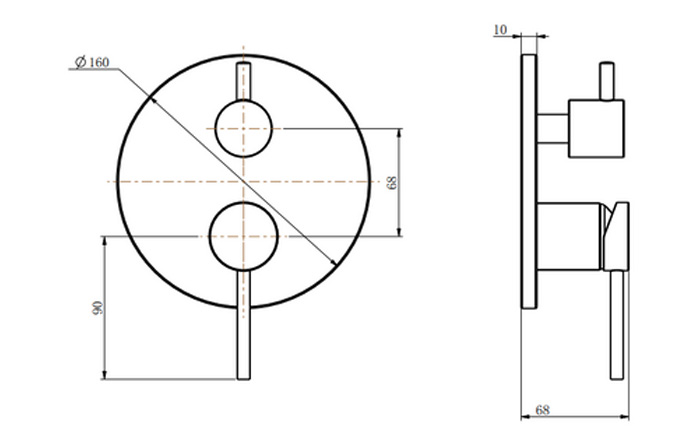 La Pre Wall Mixer & Diverter Drawing