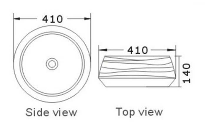 Labello Ceramic Above Counter Basi White Technical Drawing