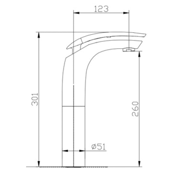 Oscar Tower Sink Basin Mixer Drawing