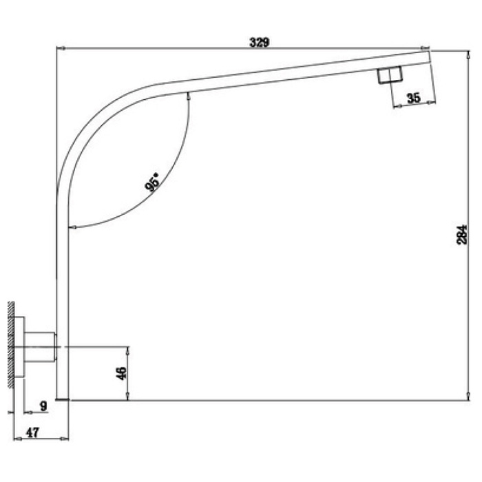 Rotto Hi Rise Shower Arm Drawing