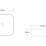 Vida Ceramic Above Counter Basin White Technical Drawing