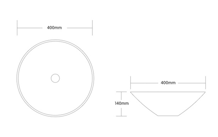 Vino Marble Ceramic Above Counter Basin Technical Drawing